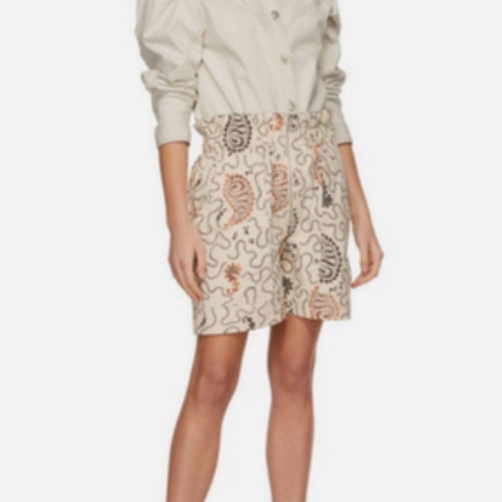 NEW NWT Isabel Marant Etoile Printed Beige Nawel shorts size 8 or 40